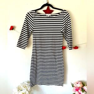 Aritzia Babaton Black and White Striped Mini Dress M